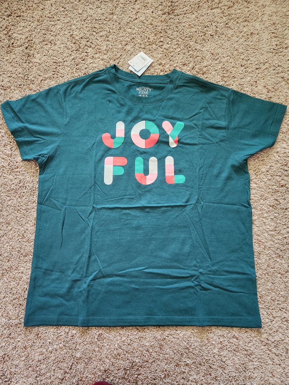 Mighty Fine Teal Youth Short-Sleeve 'JOYFUL' Graphic Tee Size L